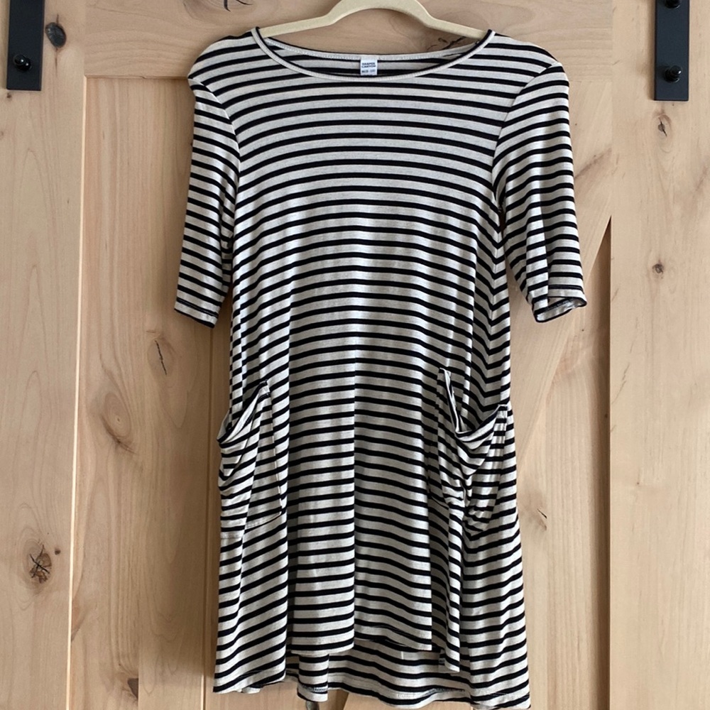 Girls striped tunic with pockets (8-10)